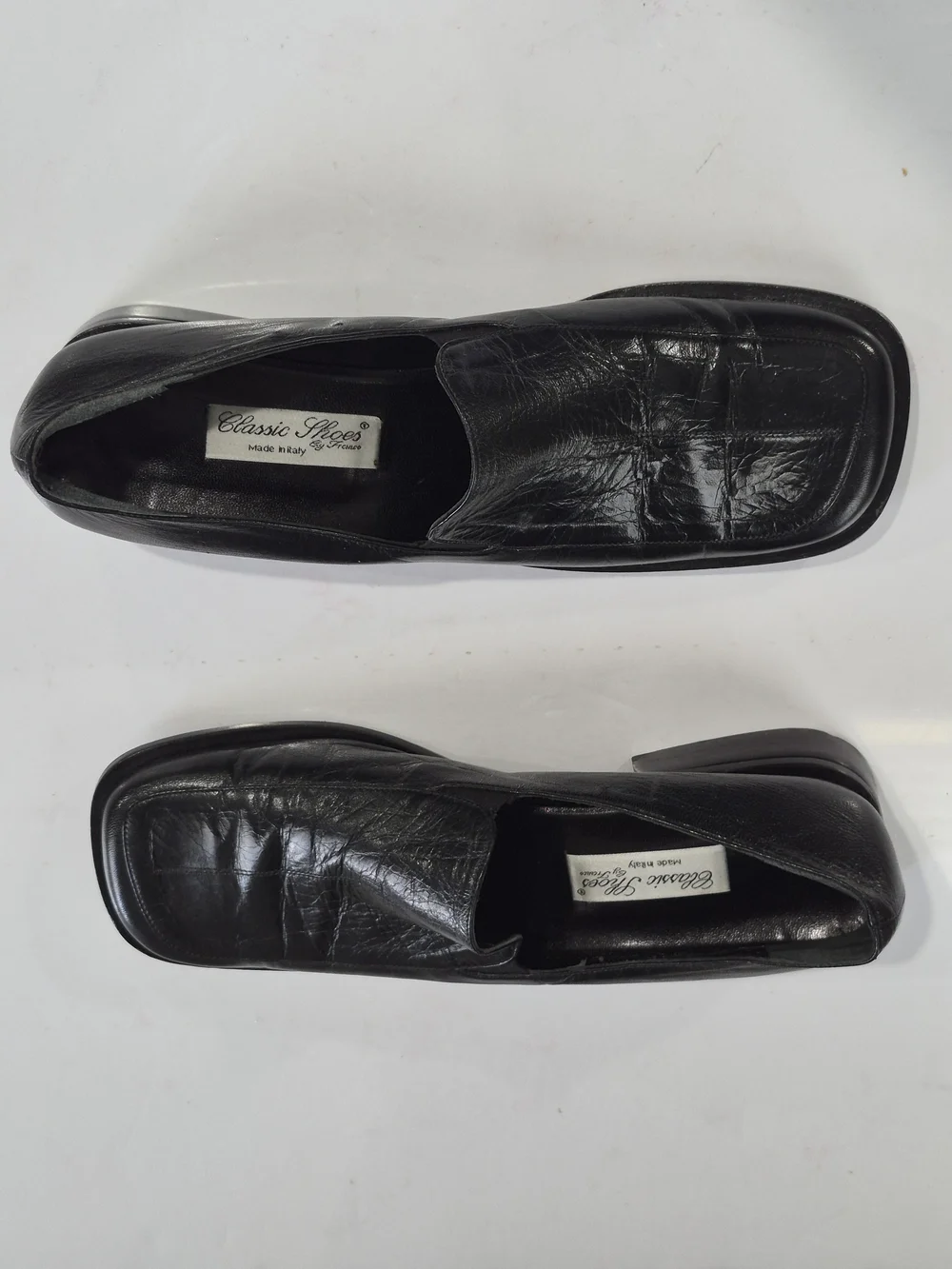Classic Men's Black Leather Slip-On Loafers Size  10.5-11
